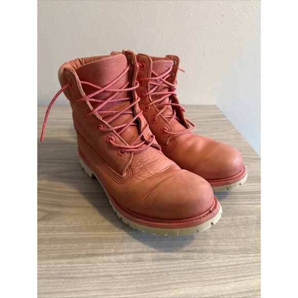 Timberland Women’s 6-Inch Premium Waterproof Boots Pink Nubuck Leather Size 10 - Picture 2 of 11
